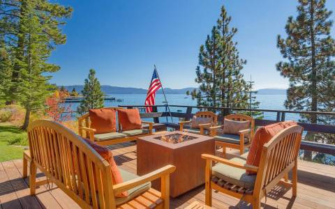picture of flag on a deck of one of our vacation rentals